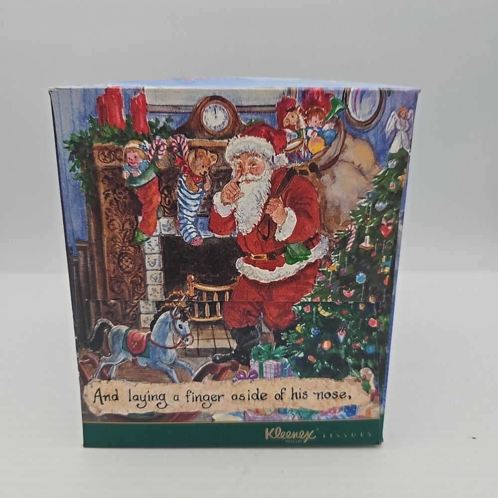 1992 Vintage Christmas Santa Claus Kleenex Box Empty Holiday Decor USA Made